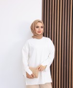 Yırtmaçlı Sweatshirt Ekru