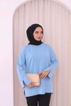Yırtmaçlı Sweatshirt Mavi
