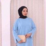 Yırtmaçlı Sweatshirt Mavi