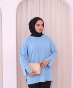 Yırtmaçlı Sweatshirt Mavi