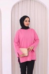 Yırtmaçlı Sweatshirt Pembe