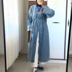 Yırtmaçlı Denim Tunik Kar Yıkama Mavi