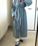 Yırtmaçlı Denim Tunik Kar Yıkama Mavi