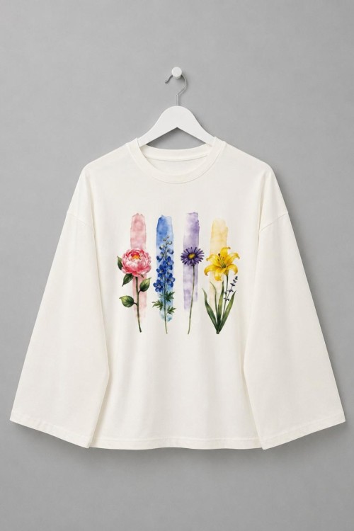 Baskılı Süprem Sweatshirt Çiçek