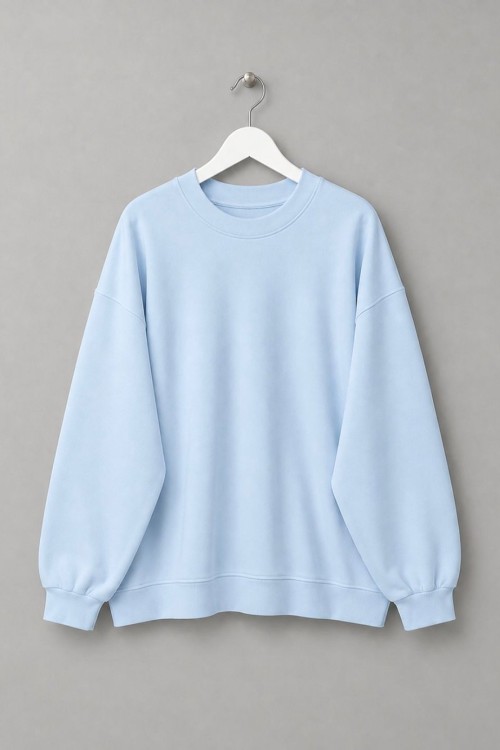 Oversize İnterlok Sweatshirt Bebe Mavisi