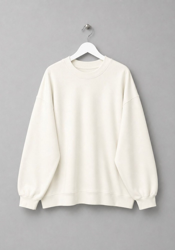 Oversize İnterlok Sweatshirt Ekru