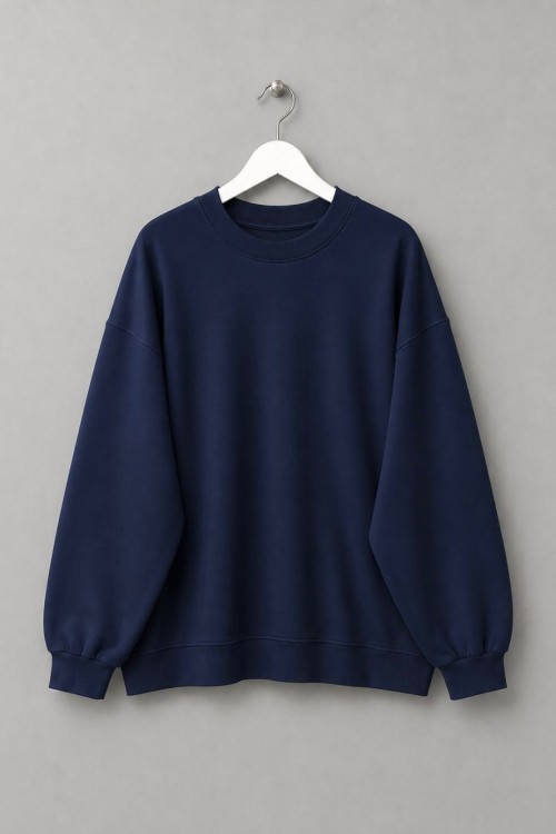 Oversize İnterlok Sweatshirt Lacivert