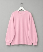 Oversize İnterlok Sweatshirt Pembe