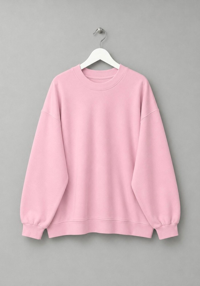 Oversize İnterlok Sweatshirt Pembe