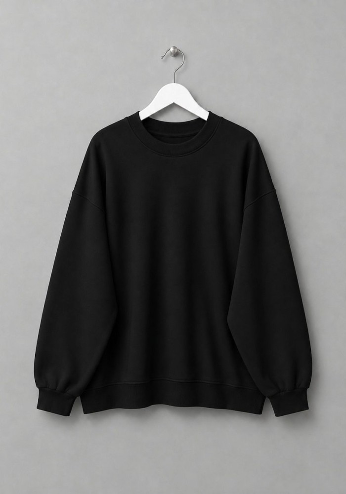 Oversize İnterlok Sweatshirt Siyah