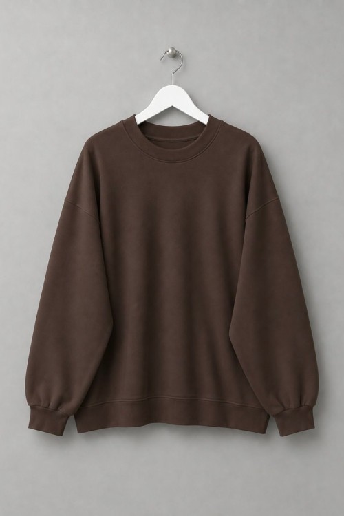 Oversize İnterlok Sweatshirt Kahverengi