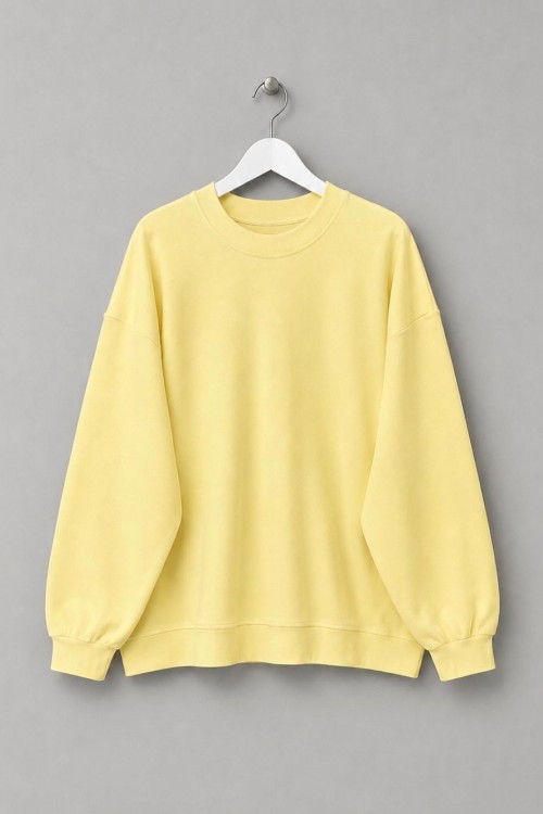 Oversize İnterlok Sweatshirt Sarı