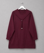 Bağcık Detaylı Çımalı Tunik Bordo