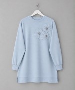 Tül Çiçek İşlemeli Tunik Bebe Mavisi