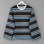 İki İplik Çizgili Sweatshirt Koyu Kahverengi