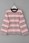 İki İplik Çizgili Sweatshirt Pembe