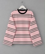 İki İplik Çizgili Sweatshirt Pembe