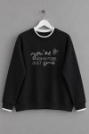 Süzene Nakışlı Sweatshirt Siyah