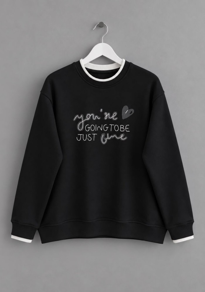 Süzene Nakışlı Sweatshirt Siyah