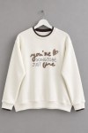 Süzene Nakışlı Sweatshirt Ekru