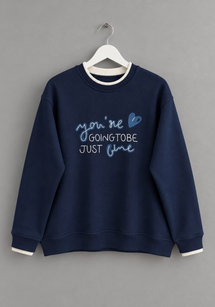 Süzene Nakışlı Sweatshirt Lacivert