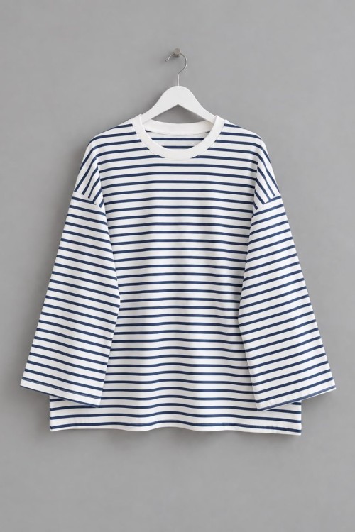 Çizgili Oysho Sweatshirt Koyu Lacivert