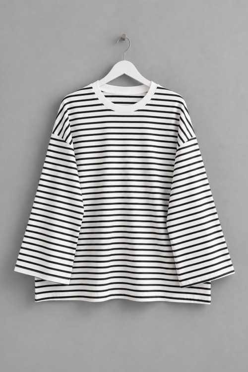 Çizgili Oysho Sweatshirt Siyah