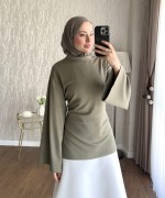 Arkası Bağlamalı Oysh Bluz Haki