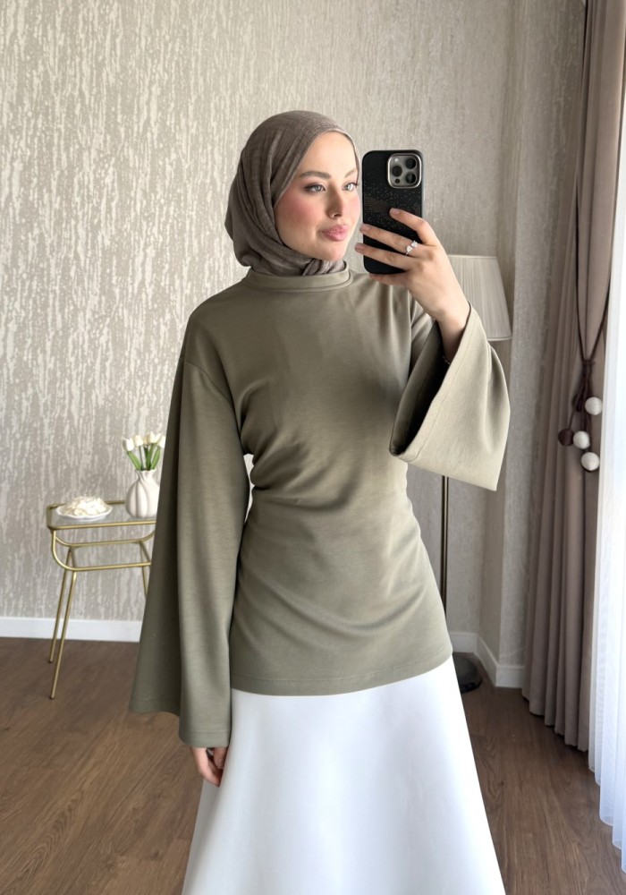 Arkası Bağlamalı Oysh Bluz Haki