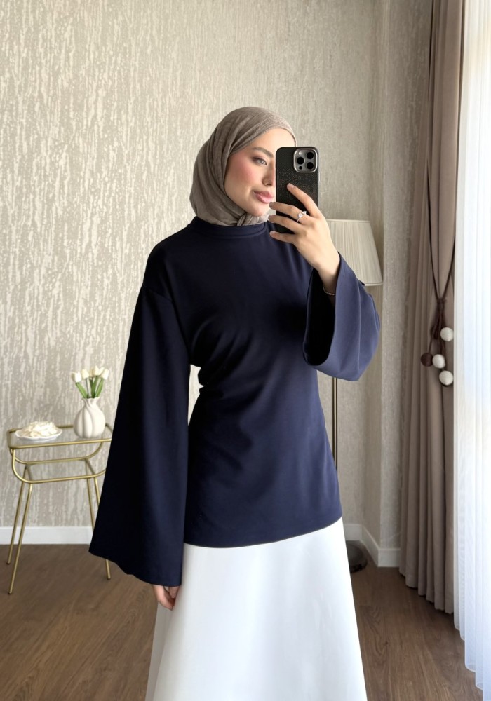Arkası Bağlamalı Oysh Bluz Lacivert