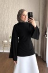 Arkası Bağlamalı Oysh Bluz Siyah