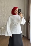 Arkası Bağlamalı Oysh Bluz Ekru
