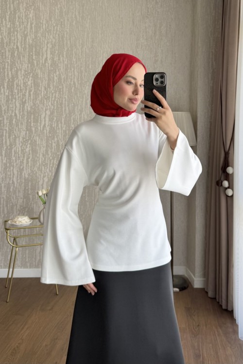 Arkası Bağlamalı Oysh Bluz Ekru