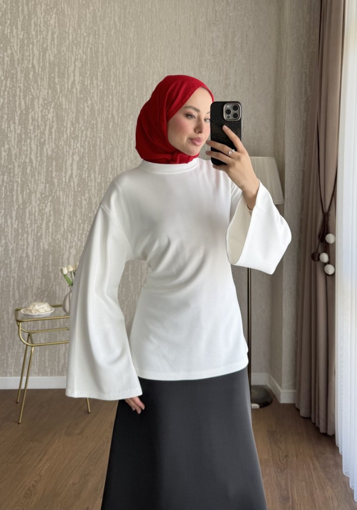 Arkası Bağlamalı Oysh Bluz Ekru