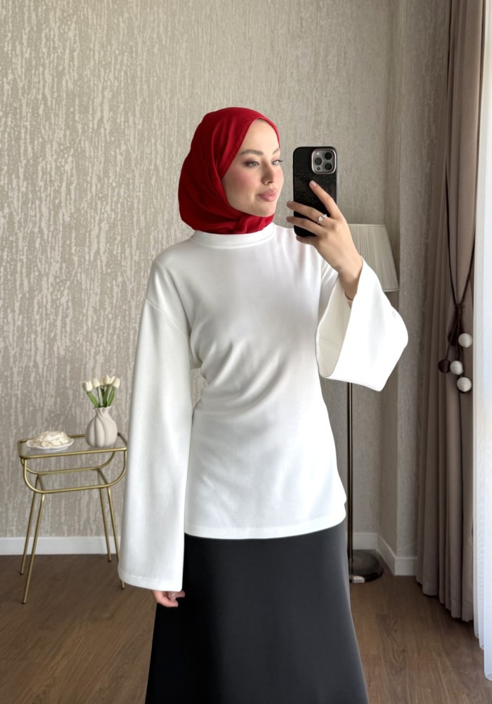 Arkası Bağlamalı Oysh Bluz Ekru