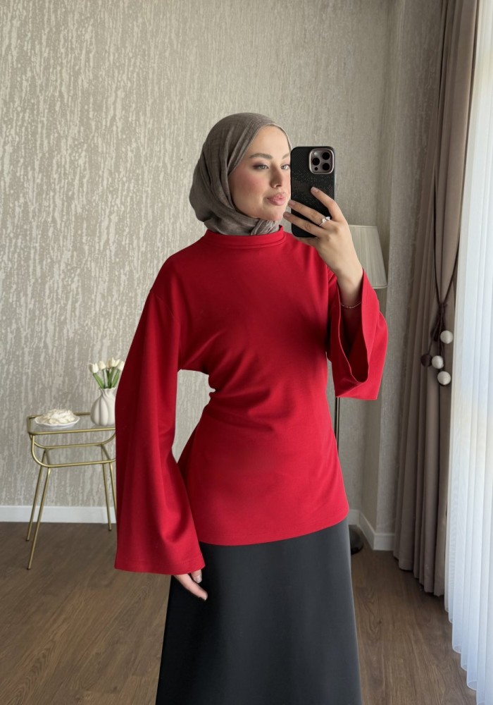 Arkası Bağlamalı Oysh Bluz Kırmızı