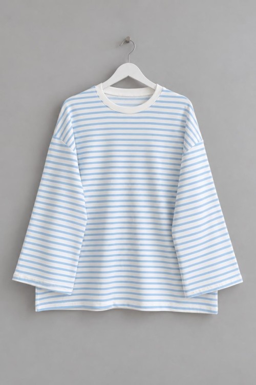 Çizgili Oysho Sweatshirt Bebe Mavisi