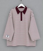Salaş Polo Yaka Çizgili Sweatshirt Mürdüm