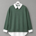 Gömlek Garnili Baskılı Sweatshirt Yeşil