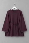 Bisiklet Yaka Yırtmaçlı Sweatshirt Mürdüm