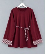 Line İki İplik Tunik Bordo
