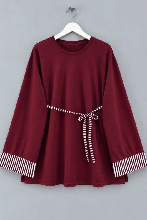 Line İki İplik Tunik Bordo