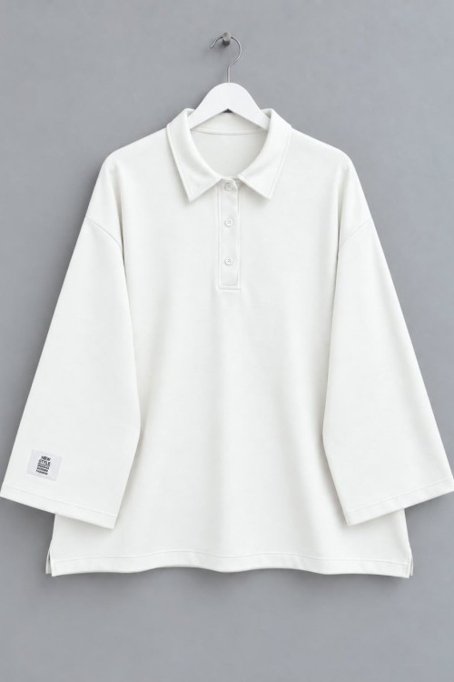 Yakalı Oysh Oversize Sweatshirt Ekru
