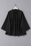 Hakim Yaka Oversize Tensel Bluz Siyah