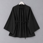 Hakim Yaka Oversize Tensel Bluz Siyah