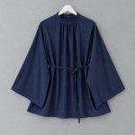Hakim Yaka Oversize Tensel Bluz Lacivert