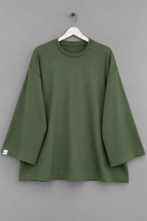 Bisiklet Yaka Salaş Oysh Sweatshirt Haki