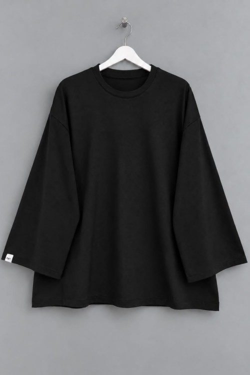 Bisiklet Yaka Salaş Oysh Sweatshirt Siyah