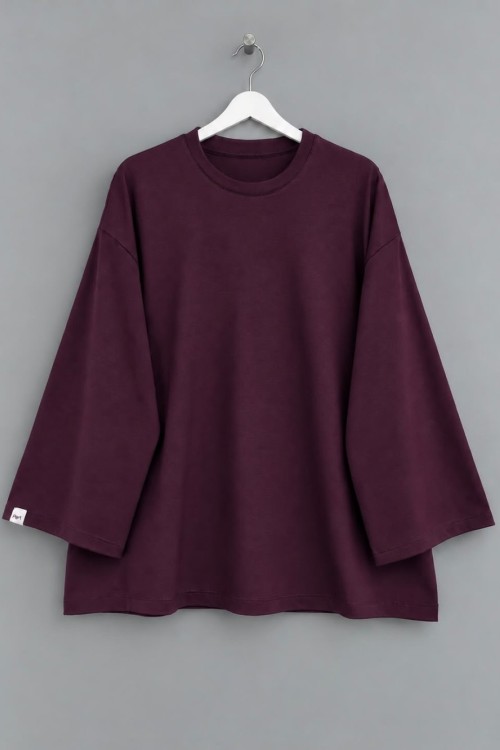 Bisiklet Yaka Salaş Oysh Sweatshirt Mürdüm