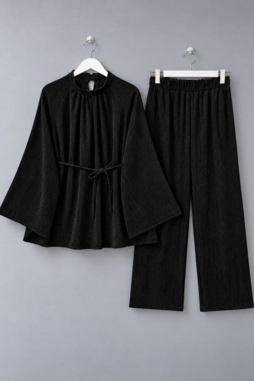 Casual Pantolonlu Kadife Takım Siyah